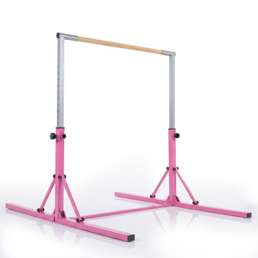 Foldable Gymnastics Bar for Kids with 3-Level Adjustable Heights-Green W2B