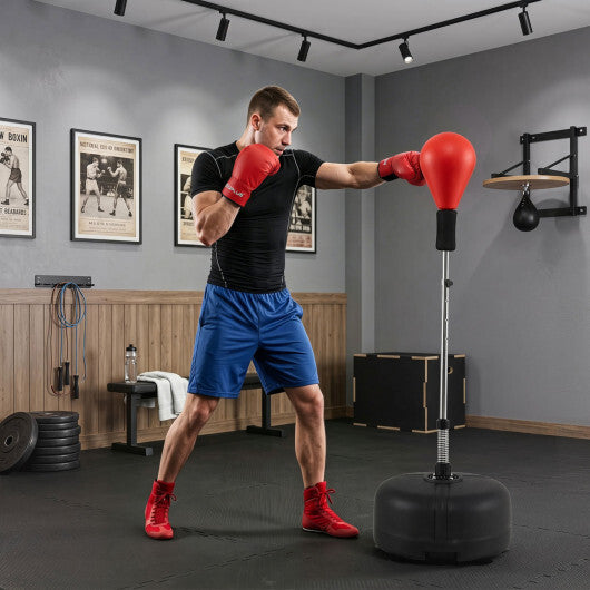54.5"-62" Height Adjustable FPunching Bag with Stand for Teens and Adults-Red W2B