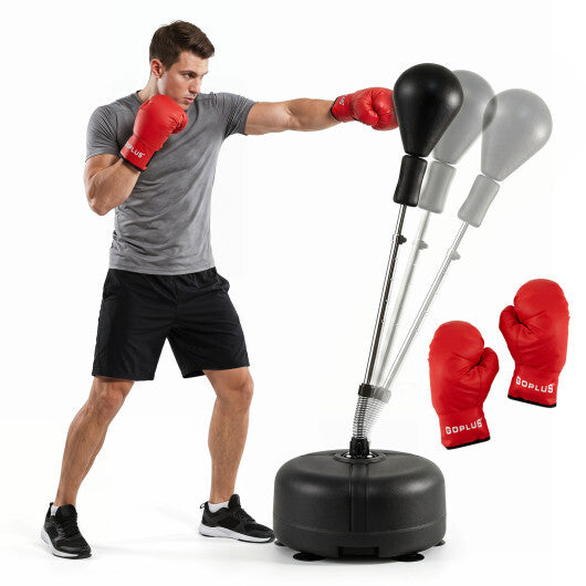54.5"-62" Height Adjustable FPunching Bag with Stand for Teens and Adults-Red W2B