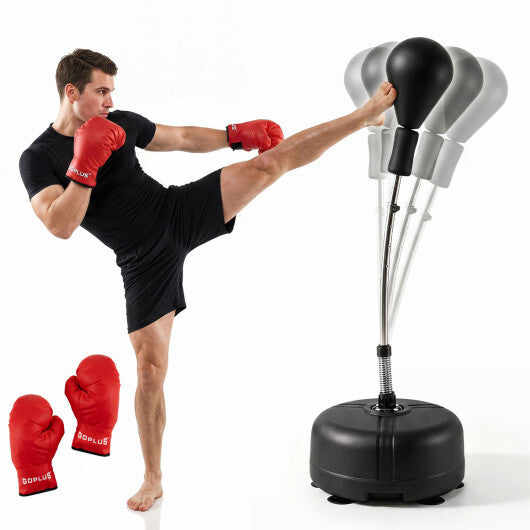 54.5"-62" Height Adjustable FPunching Bag with Stand for Teens and Adults-Red W2B