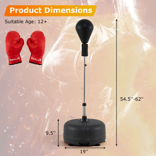 54.5"-62" Height Adjustable FPunching Bag with Stand for Teens and Adults-Red W2B