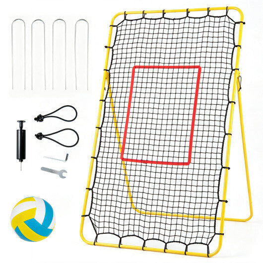 Volleyball Rebounder Net with 4 Adjustable Angles for Bumping and Spiking W2B