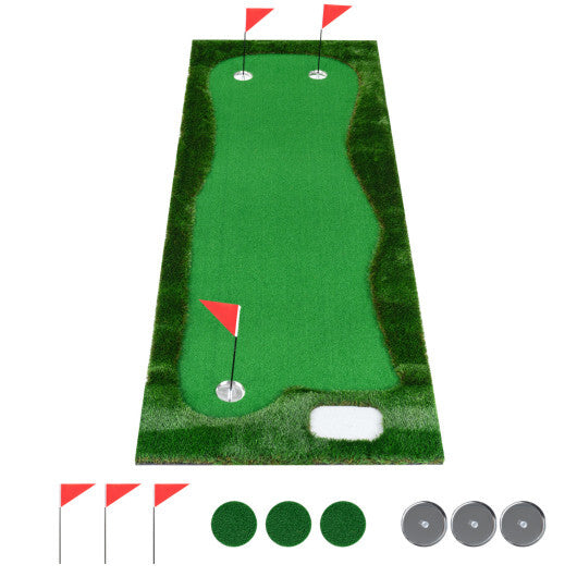 10 x 3.5ft Golf Putting Green with 3 Hole Cups and 3 Flags for Home Backyard Garage Office W2B