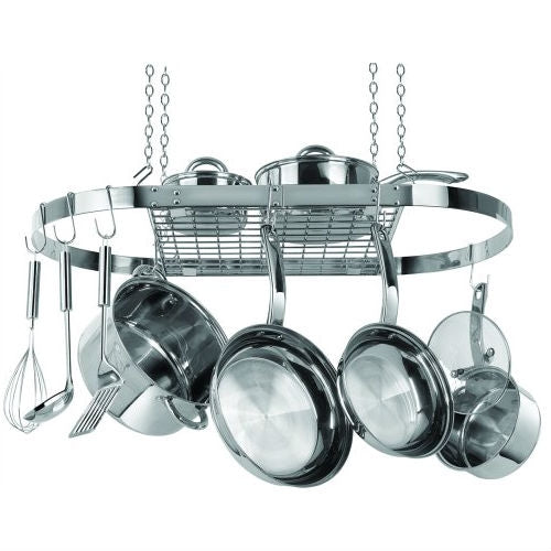 Stainless Steel Oval Pot Rack for Kitchen Cookware Storage FastFurnishings