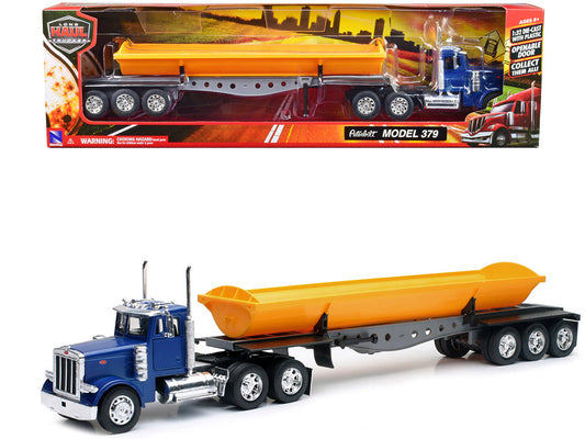 Peterbilt 379 Truck with Side Dump Blue and Yellow "Long Haul Truckers" Series 1/32 Diecast Model by New Ray New Ray