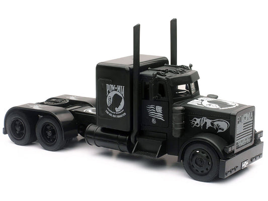 Peterbilt Custom Truck Black Out "POW-MIA You Are Not Forgotten" 1/32 Diecast Model by New Ray-0