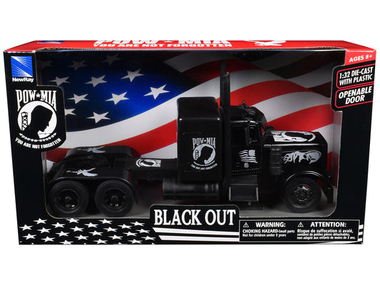Peterbilt Custom Truck Black Out "POW-MIA You Are Not Forgotten" 1/32 Diecast Model by New Ray-1