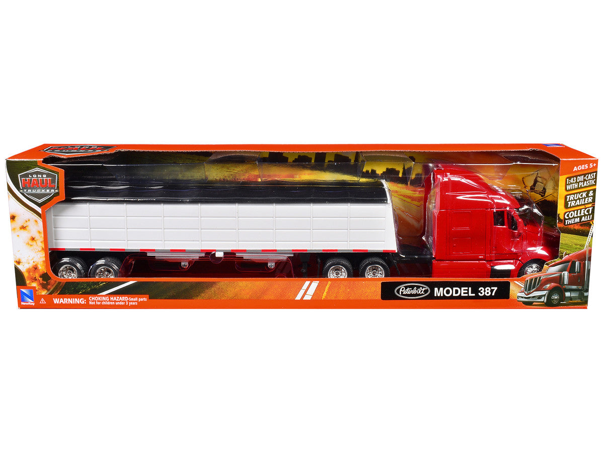 Peterbilt 387 Truck Red with Grain Trailer White "Long Haul Truckers" Series 1/43 Diecast Model by New Ray New Ray