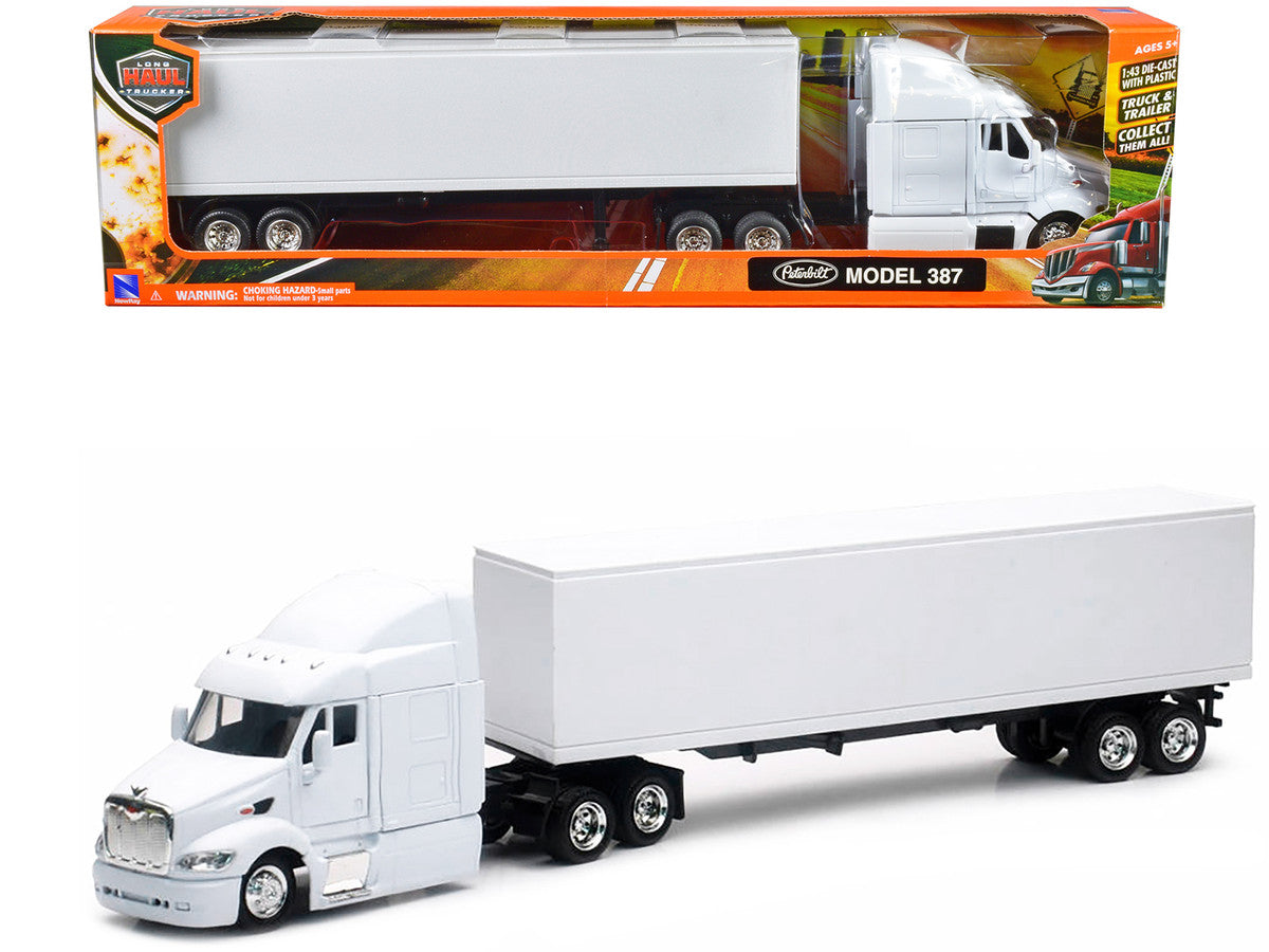 Peterbilt 387 Truck with Dry Goods Trailer White "Long Haul Trucker" Series 1/43 Diecast Model by New Ray New Ray