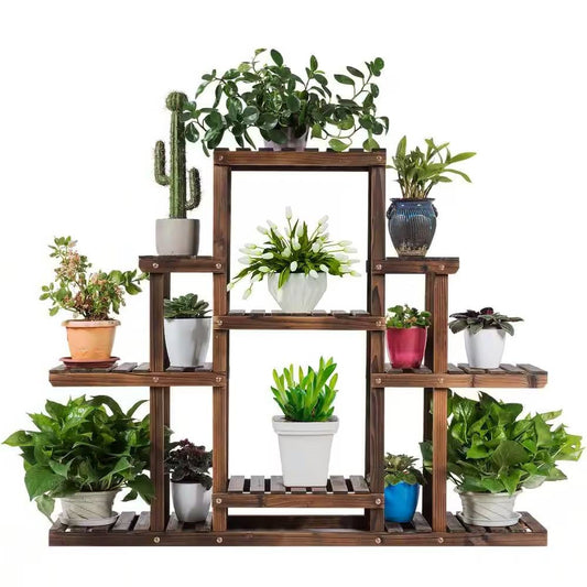 Modern Farmhouse 6-tier Wooden Bookcase Plant Stand Shelving Unit FastFurnishings