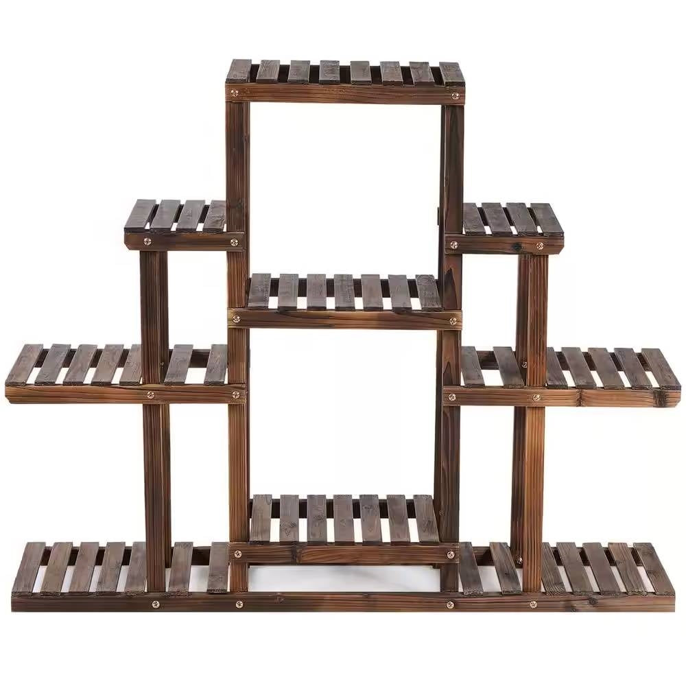 Modern Farmhouse 6-tier Wooden Bookcase Plant Stand Shelving Unit FastFurnishings