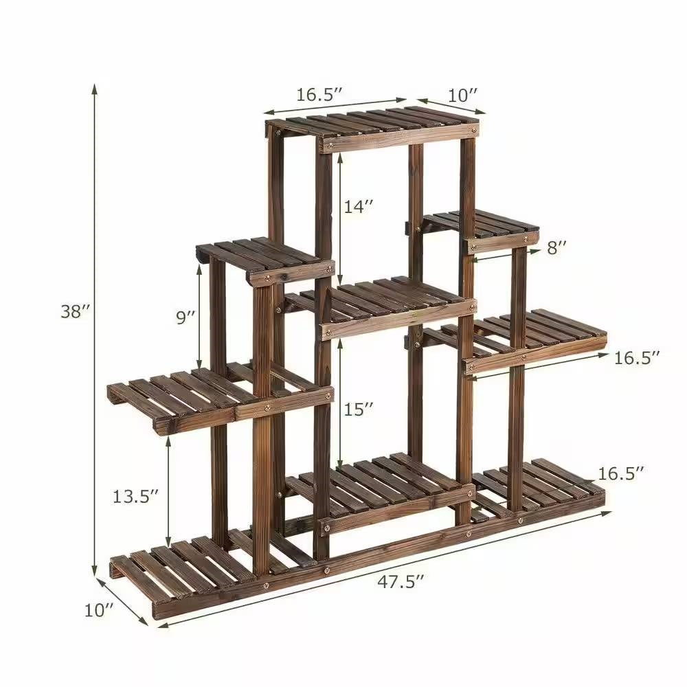 Modern Farmhouse 6-tier Wooden Bookcase Plant Stand Shelving Unit FastFurnishings