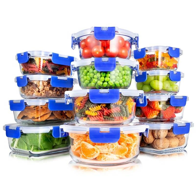 24-Piece Glass Food Storage Container Bakeware Set with Snap Locking Lids FastFurnishings