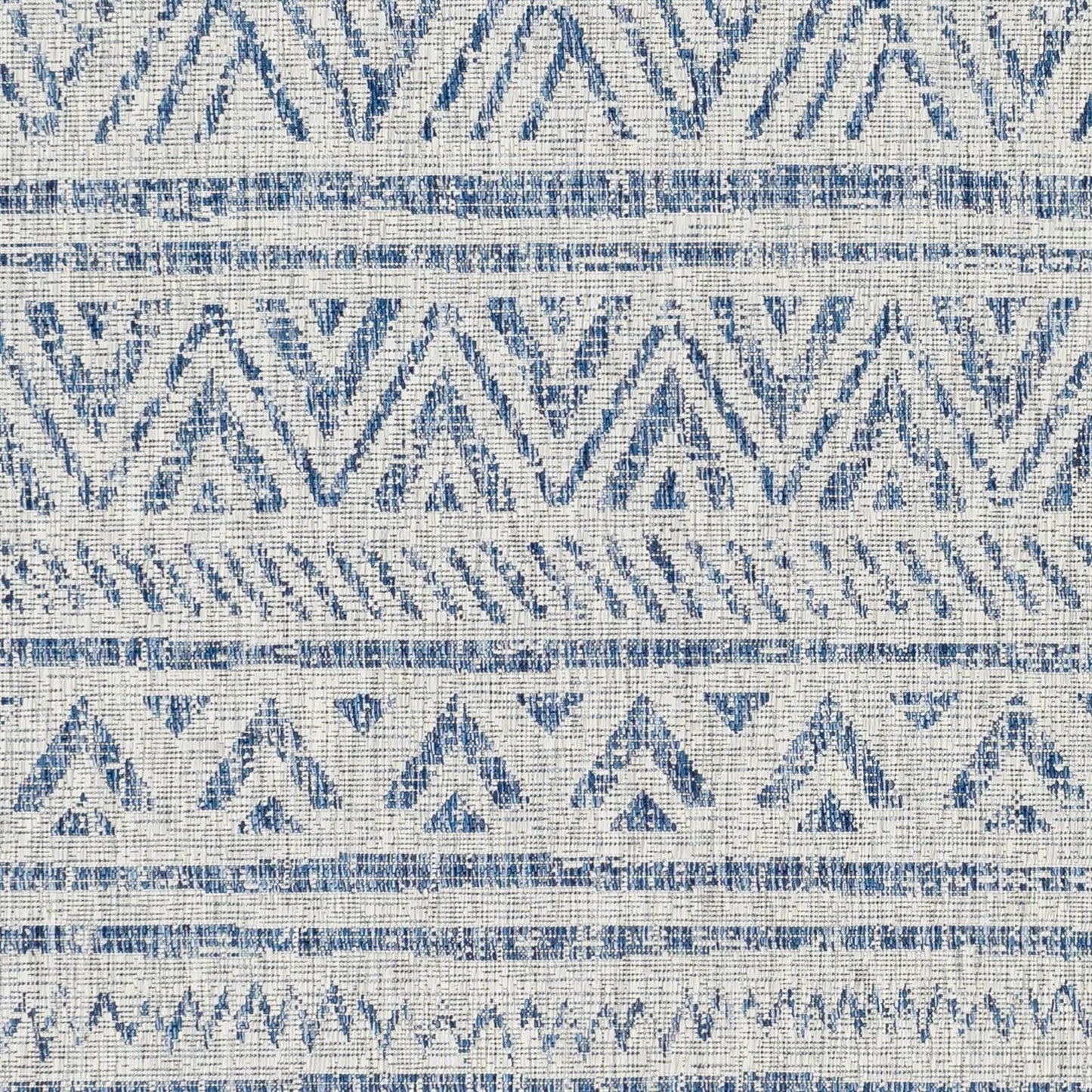 8 ft. x 10 ft. Blue Grey Chevron Coastal Boho Style Indoor Outdoor Area Rug-2