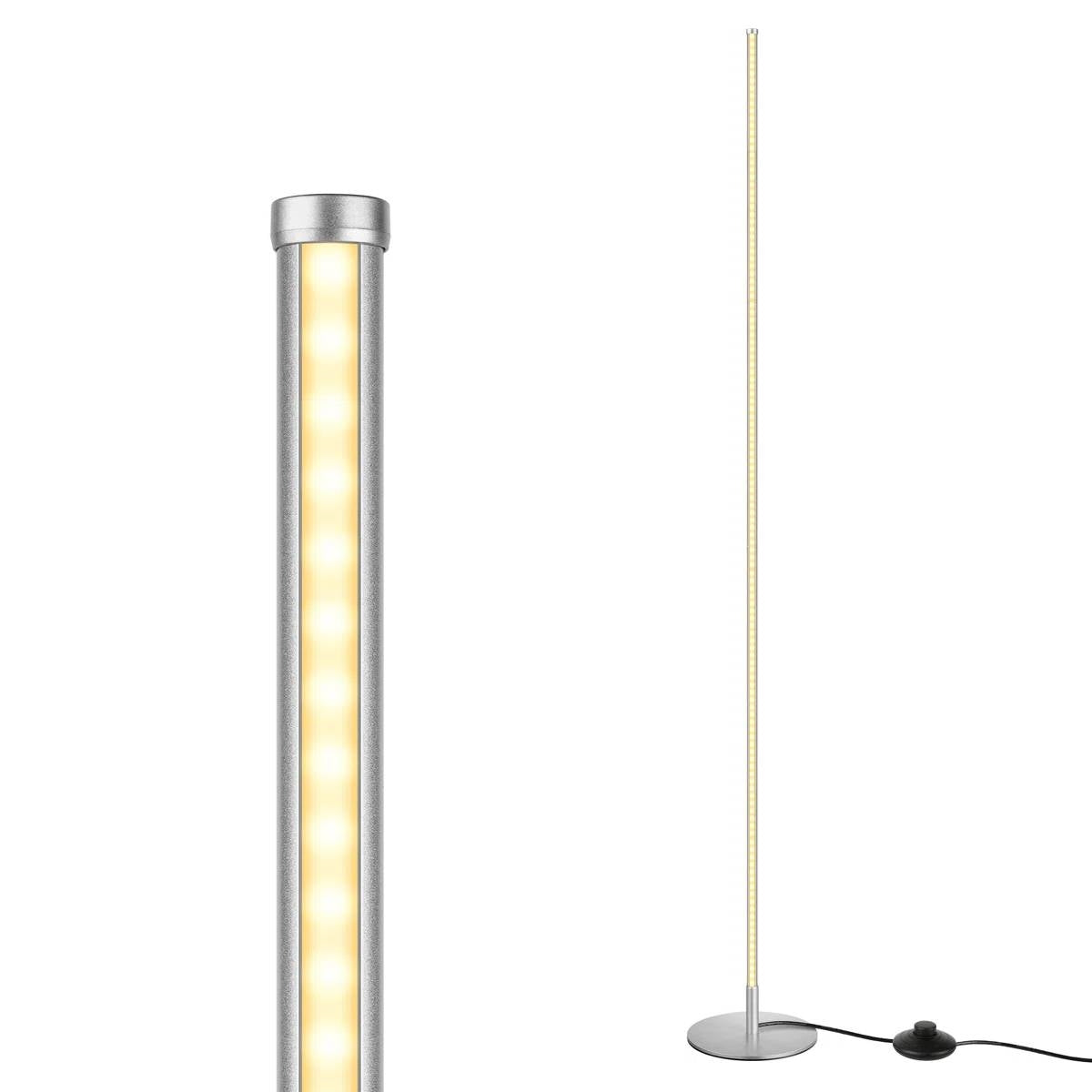 Silver Minimalist 57-inch Slim Bar-Shaped Dimmable LED Corner Floor Lamp-1