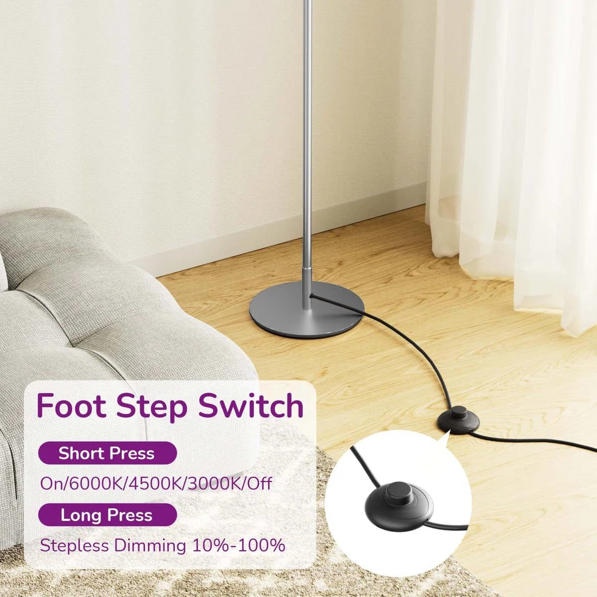 Silver Minimalist 57-inch Slim Bar-Shaped Dimmable LED Corner Floor Lamp-3