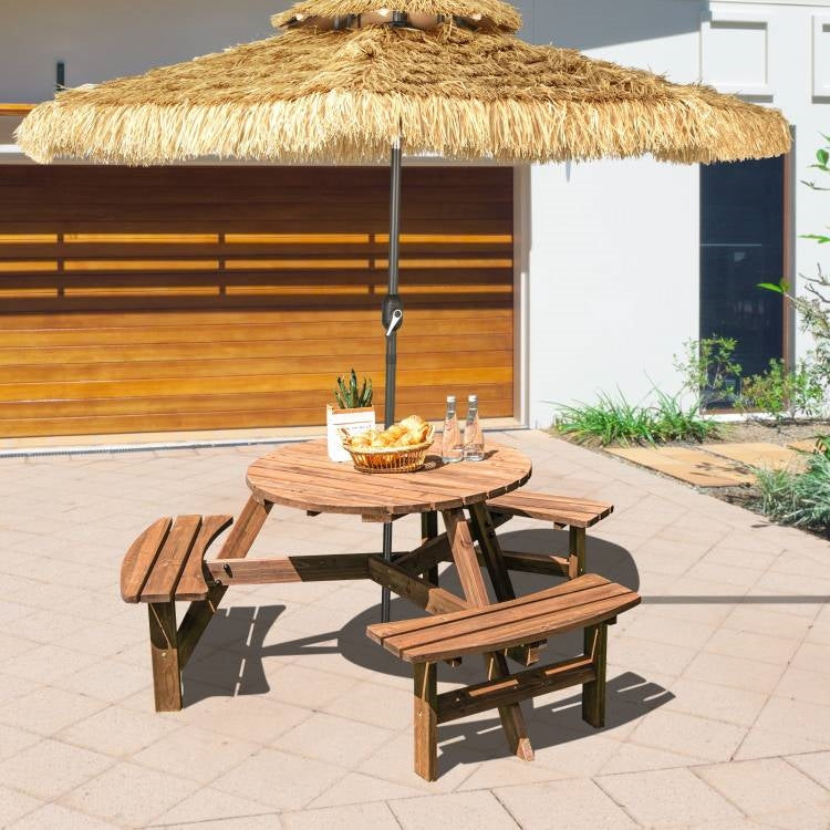Solid Cedar Wood Outdoor Picnic Table with 3 Benches Patio Garden Dining Set FastFurnishings