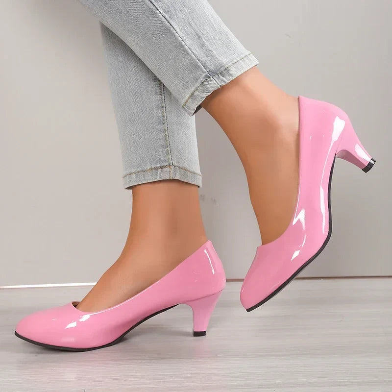 New Women High Heels Nude Shallow Mouth Pumps Fashion Shoes Office Work Party Shoes Ladies Wedding Shoes Solid Color Heels Women Pi-Mart