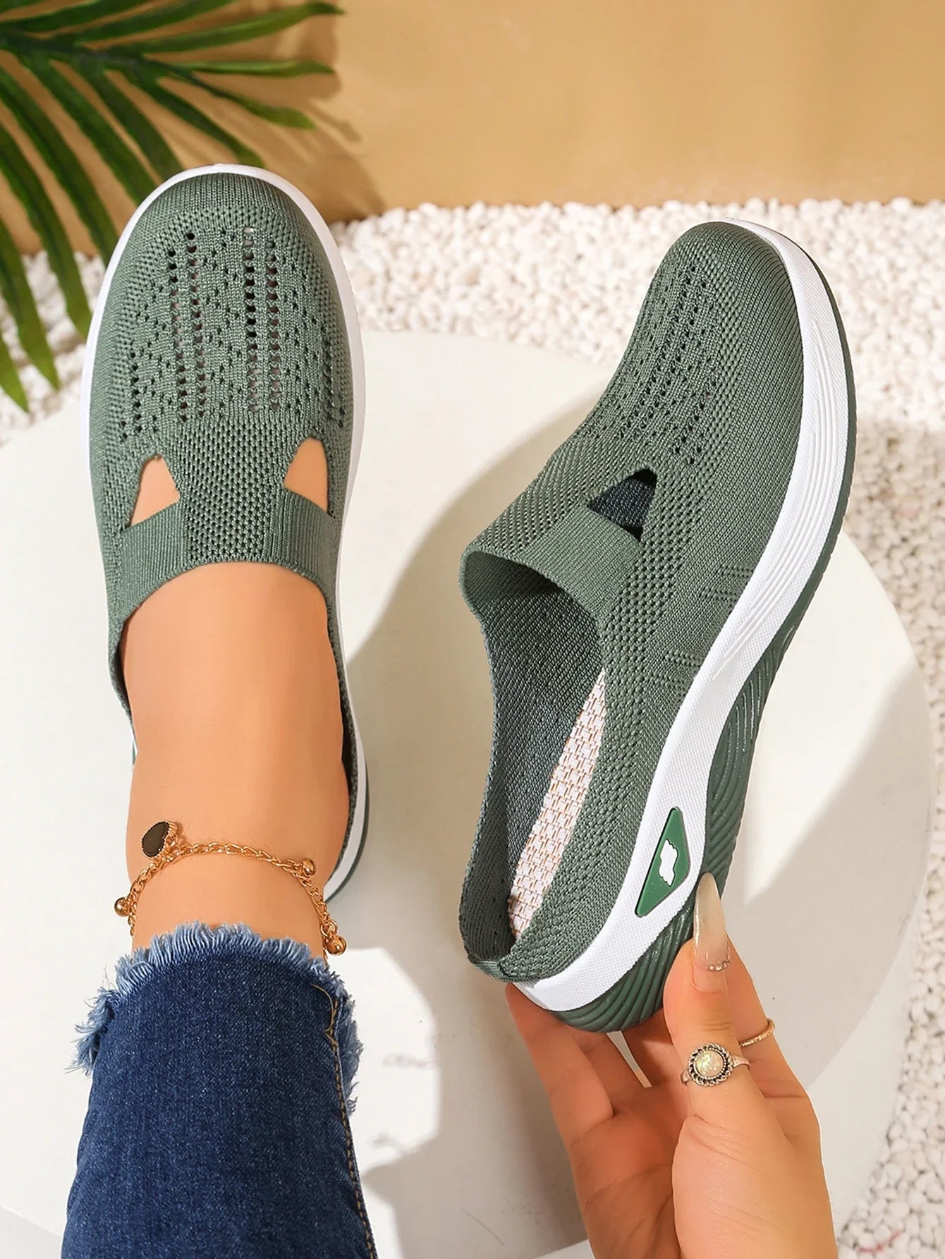 Women's Indoor Home Half Slippers, Breathable Vent Design Slip On Summer Casual Footwear, Daily Slip-on Sandals for Household LadyShow.Store