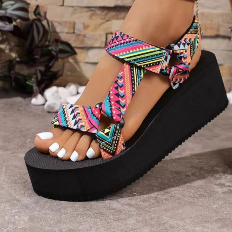 Ladies new summer thick soled shoes Women comfort cloth Sandals Beach Set Foot Sandals exposed toe Light Casual Slippers Zapatos LadyShow.Store
