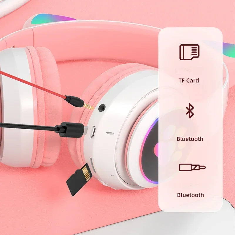 NNEOBA Wireless Cat Ears Headphone Pink NNEOBA