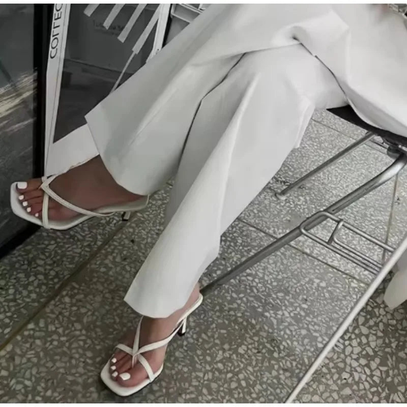 2026 Hot Summer Women French Style Clip Toe Slippers Fashion Dress Slide Shoes Ladies Elegant High Heel Footwear Mature Style LadyShow.Store