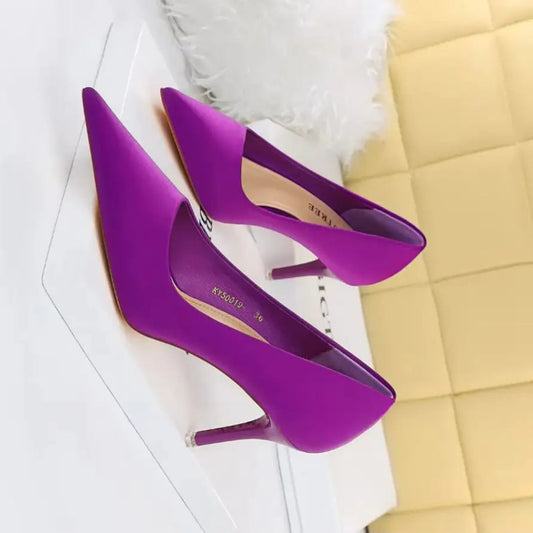 BIGTREE Shoes Satin Women Pumps 2025 New Purple High Heels Fashion Women Shoes Stiletto Luxury Noble Party Shoes Women Heels Pi-Mart