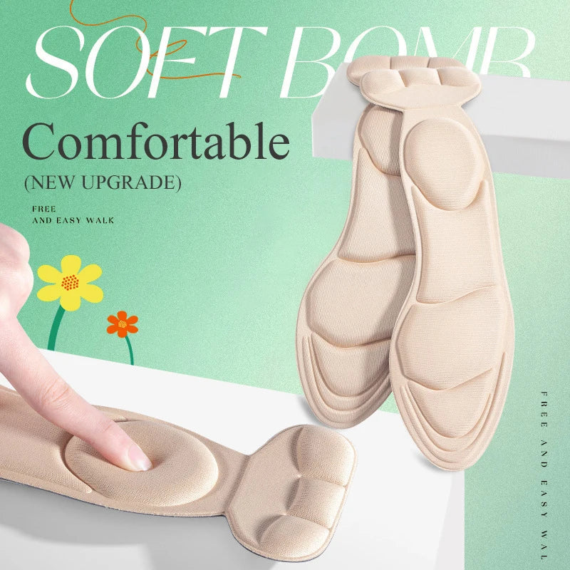 Memory Foam Insoles Women High-heel Shoes Insoles Anti-slip Cutable Insole Comfort Breathable Heel Protection Massage Shoe Pads LadyShow.Store