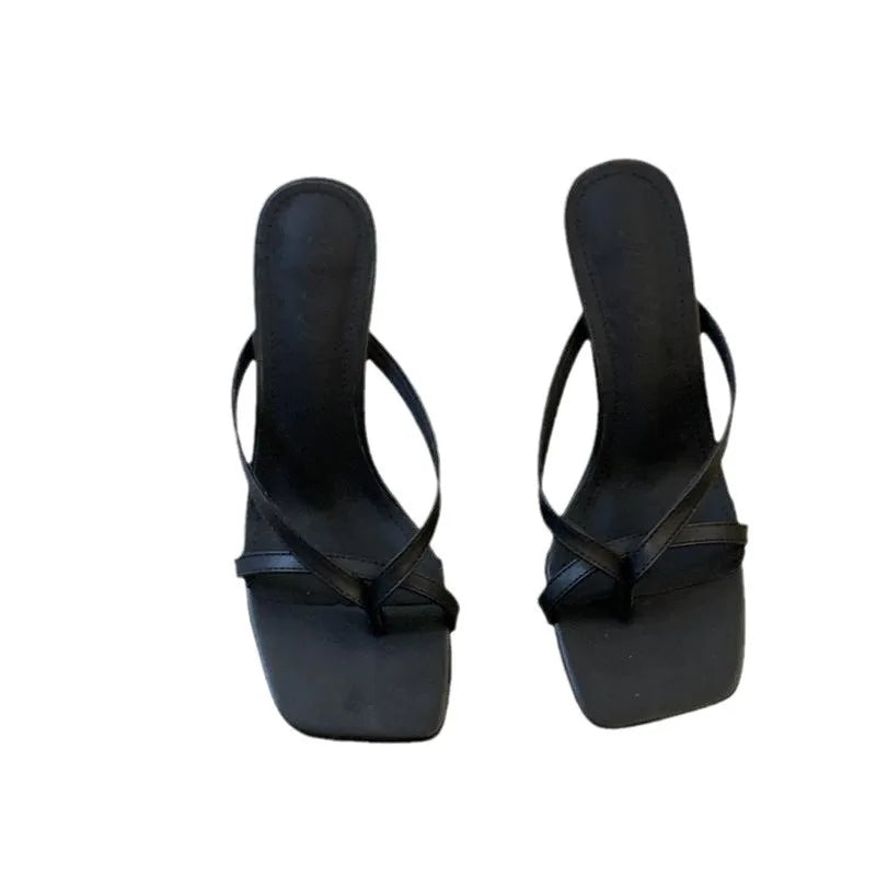 2026 Hot Summer Women French Style Clip Toe Slippers Fashion Dress Slide Shoes Ladies Elegant High Heel Footwear Mature Style LadyShow.Store