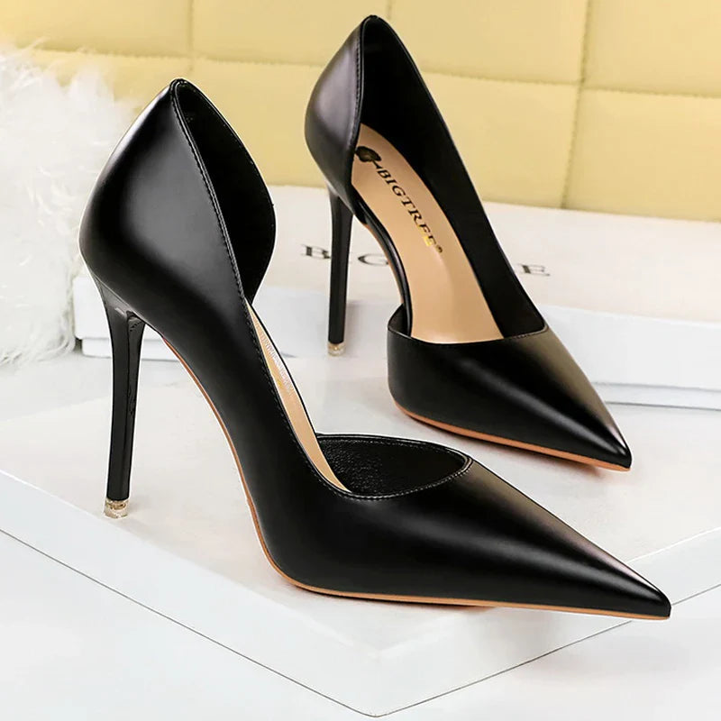 BIGTREE Shoes Black Women Pumps Quality Leather Women Shoes High Heels Fashion Wedding Shoes Stiletto Luxurious Elegant Pumps Pi-Mart