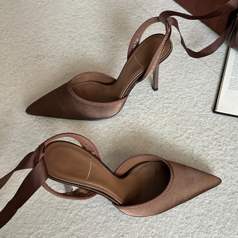 Eilyken Spring Design Sexy Ankle Strap Pumps Woman Sandals Pointed Toe Stiletto Heels Mesh Ladies Shoes Zapatillas De Mujer LadyShow.Store