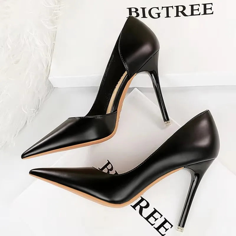 BIGTREE Shoes Black Women Pumps Quality Leather Women Shoes High Heels Fashion Wedding Shoes Stiletto Luxurious Elegant Pumps Pi-Mart