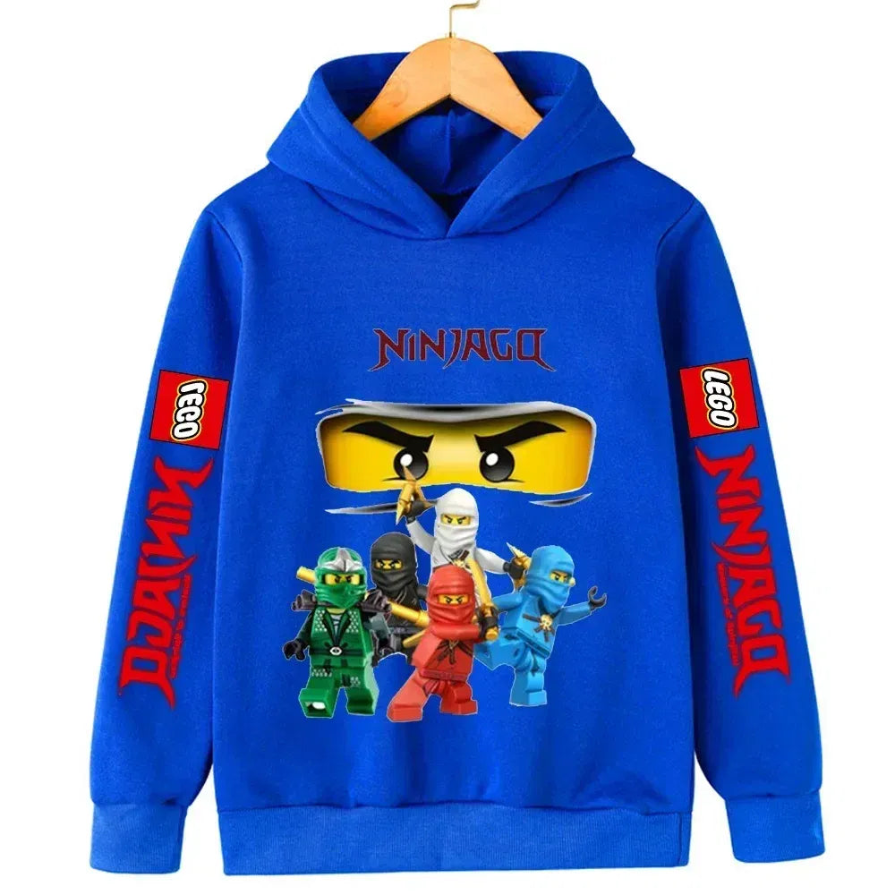 Color: Yellow, Kid Size: 17 - Lego Phantom Ninja Cartoon Children's Hooded Hoodies Casual Sports Sweatshirt 3-13 Year Old Boy Kid Baby Girls Clothes Pullover W2B