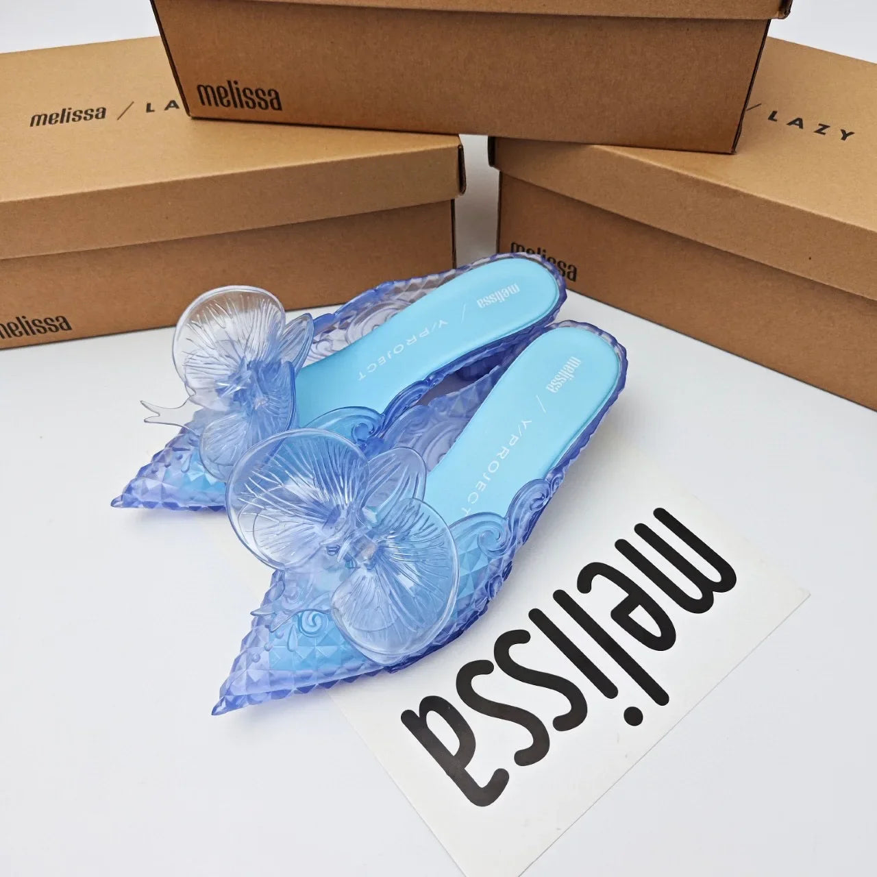 Women Sandals 2025 Spring Melissa Woman Slingback Shoes Fashion Ladies High Heels Elegant Med Heel Pointed Toe Slip on Sandal LadyShow.Store