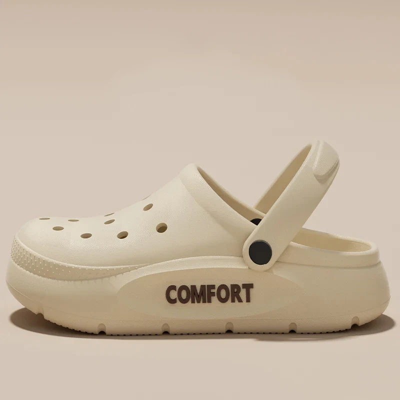 Women's Men's Slippers Summer Anti-Slip Couple Hollow Covered Toe Indoor Outdoor Casual Thick Bottom Sandals for Home Adults LadyShow.Store