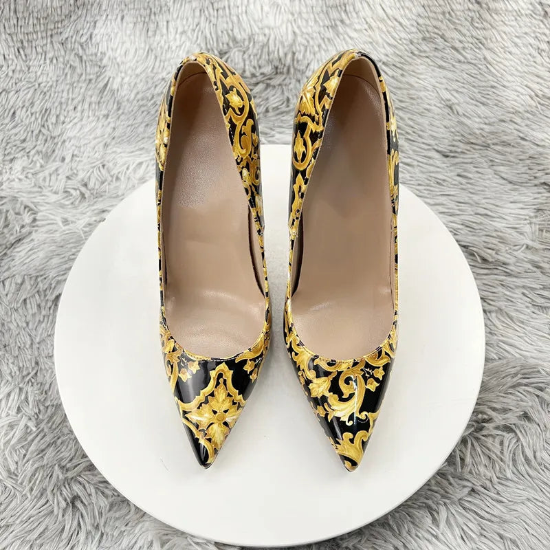 NoEnName_Null Black Graffiti Colorful Women Pumps Sexy Women High Heels Wedding Party Women Shoes Stilettos Accept Customized Pi-Mart