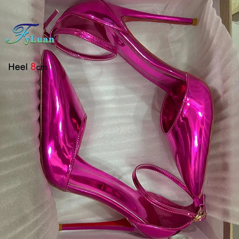 New 12CM 10CM 8CM High Heeled Women's Sandals Sexy Hollow Stiletto Single Shoes Fashion Nightclub Party Female Model Show Pumps Pi-Mart