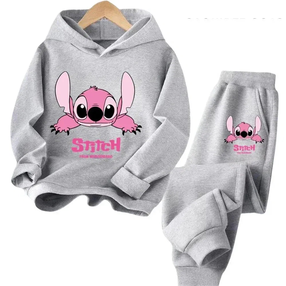 Color: Khaki, Kid Size: 2T - Children Hoodies Stitch Kawaii Fashion Pullover Sweatshirt Anime Trucksuit Manga Cartoons Girls Boy Kids Autumn Casual Clothes