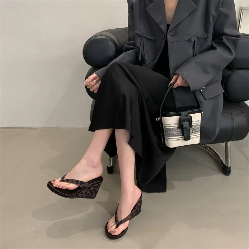 Aneikeh Fashion Summer Clip Toe Platform Wedges Women Slippers  Thick High Heels Beach Flip Flops Slide Shoes 2026 LadyShow.Store