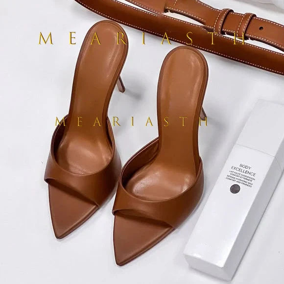Ladies High-heeled Slippers Shoes Fashion Pointed Sexy Patent Leather Women with Open Toes and Party Wedding Stripper Sandals. LadyShow.Store