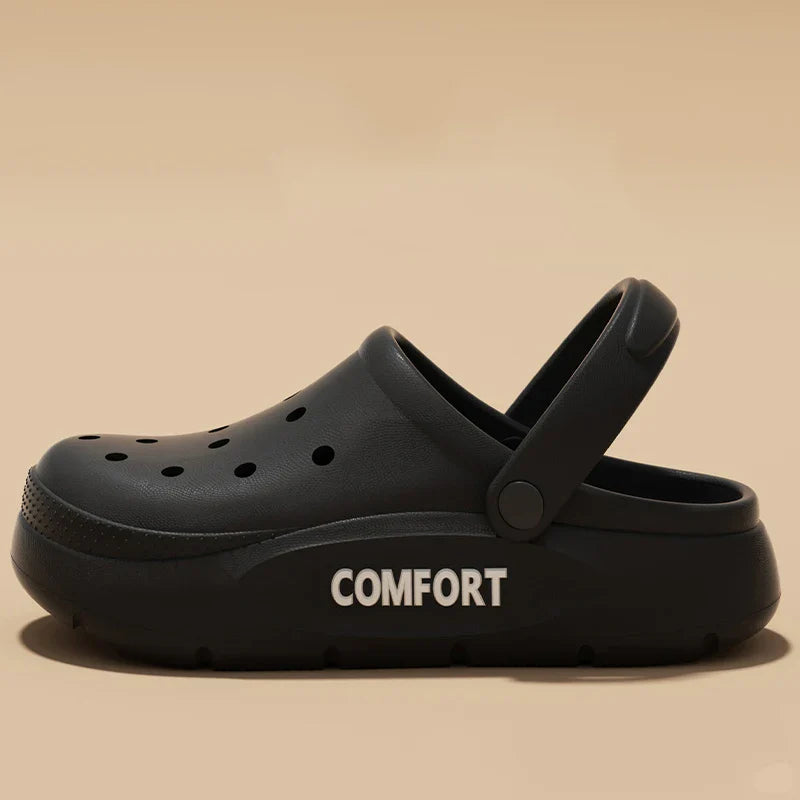 Women's Men's Slippers Summer Anti-Slip Couple Hollow Covered Toe Indoor Outdoor Casual Thick Bottom Sandals for Home Adults LadyShow.Store