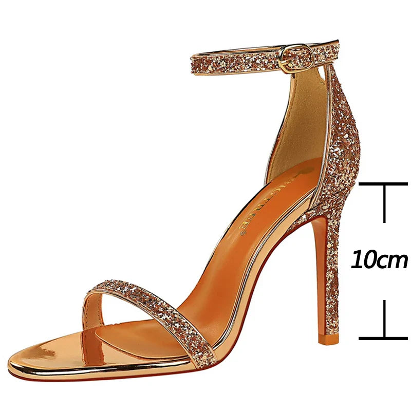 BIGTREE Shoes Sexy High Heels Women Pumps Sparkle Sequins Stiletto Heels 10 Cm Party Shoes Women Heels Summer Women Sandals New Pi-Mart