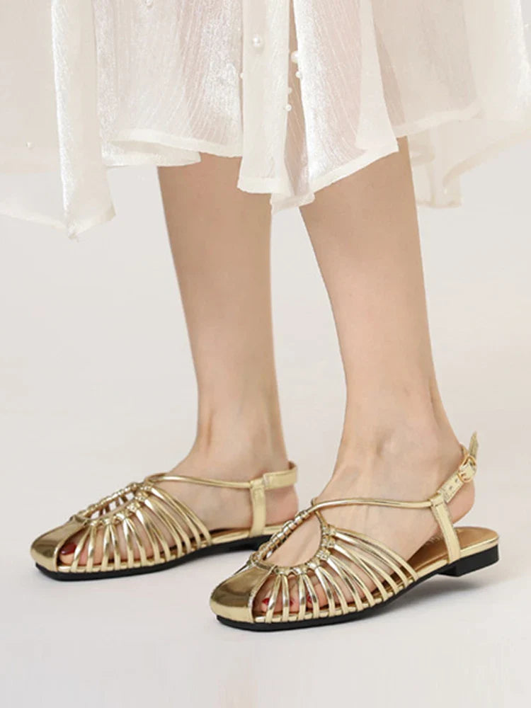 ZAROY Women Flat Sandals Summer Narrow Band Roman Shoes Casual Plus Size Brand Designer Banquet Beach Gladiator Sandalias Zapato LadyShow.Store