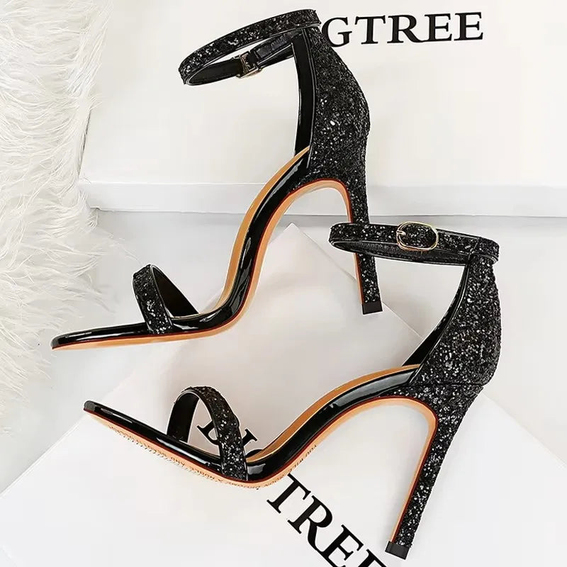 BIGTREE Shoes Sexy High Heels Women Pumps Sparkle Sequins Stiletto Heels 10 Cm Party Shoes Women Heels Summer Women Sandals New Pi-Mart