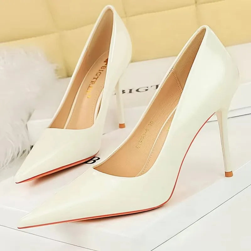 BIGTREE Shoes Patent Leather Women Pumps Sexy High Heels Pointed Lady Party Shoes Stilettos Women Heels Fashion Wedding Shoes Pi-Mart