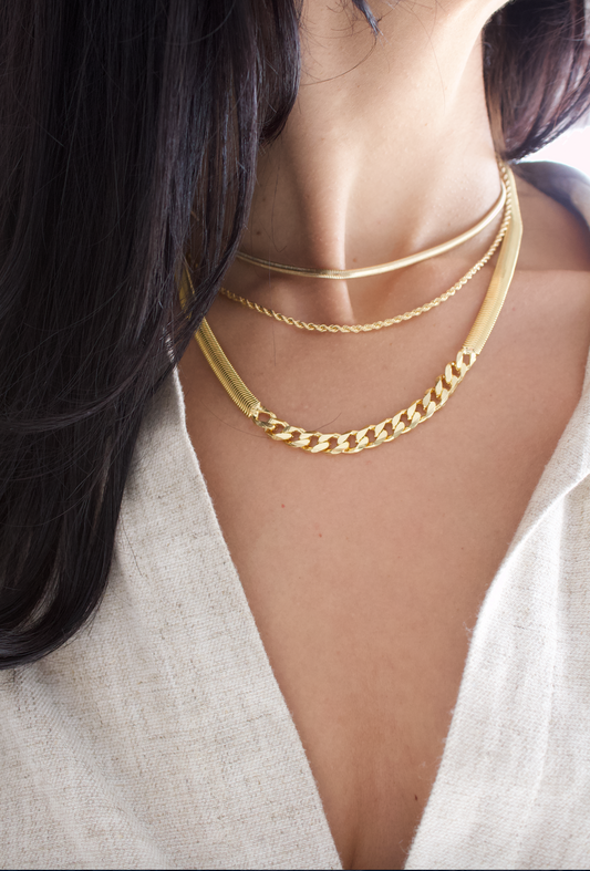 Thick Half Cuban Half Snake Chain Necklace / Bracelet (F102B)(I536)-1