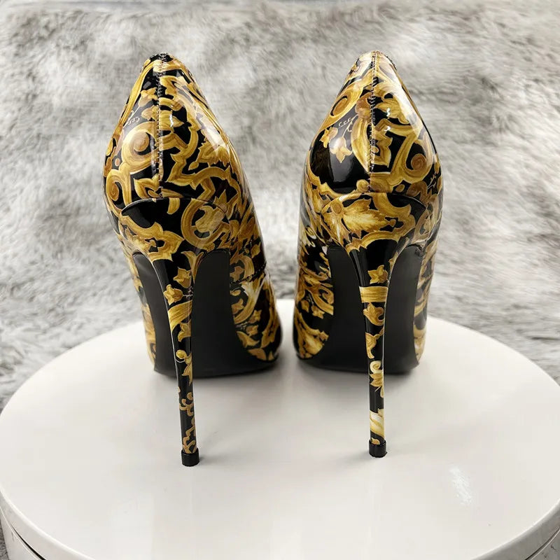 NoEnName_Null Black Graffiti Colorful Women Pumps Sexy Women High Heels Wedding Party Women Shoes Stilettos Accept Customized Pi-Mart