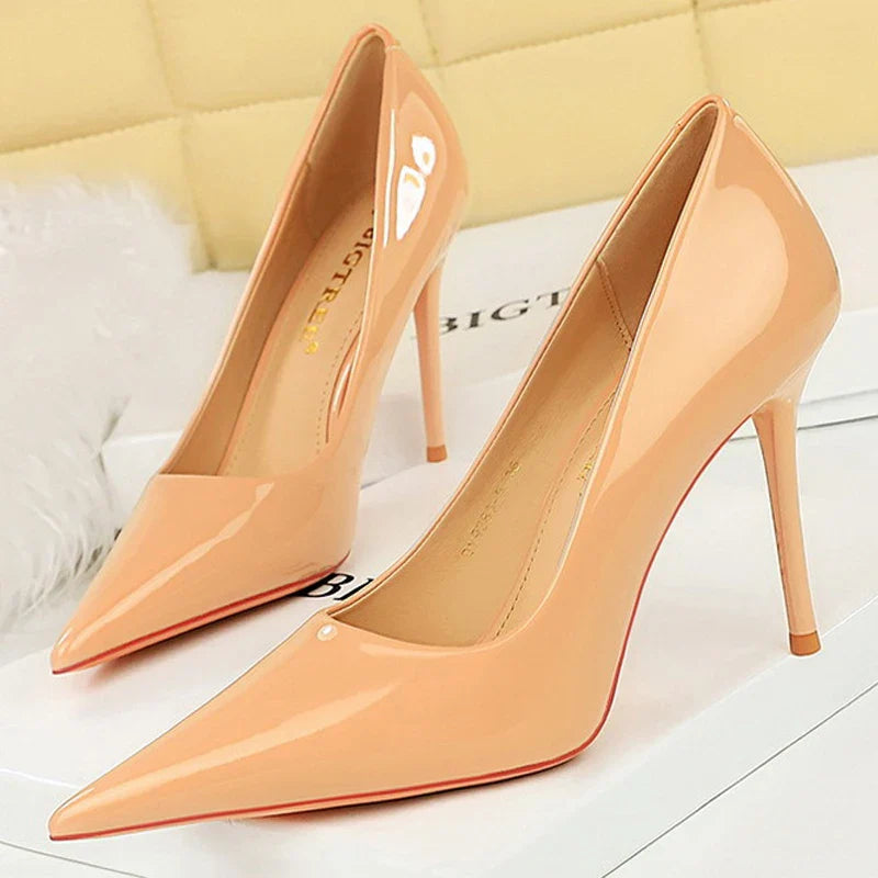 BIGTREE Shoes Patent Leather Women Pumps Sexy High Heels Pointed Lady Party Shoes Stilettos Women Heels Fashion Wedding Shoes Pi-Mart