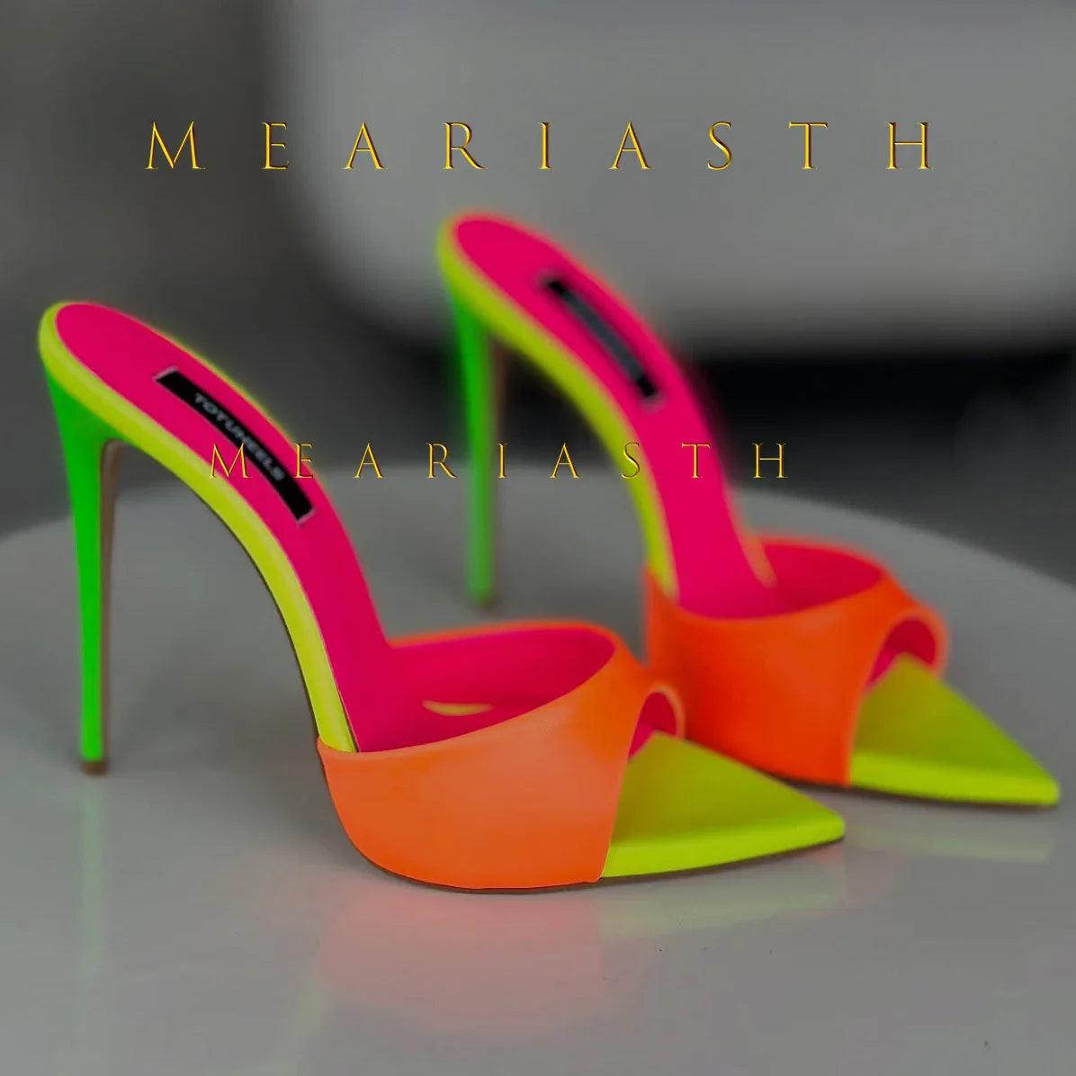 Ladies High-heeled Slippers Shoes Fashion Pointed Sexy Patent Leather Women with Open Toes and Party Wedding Stripper Sandals. LadyShow.Store