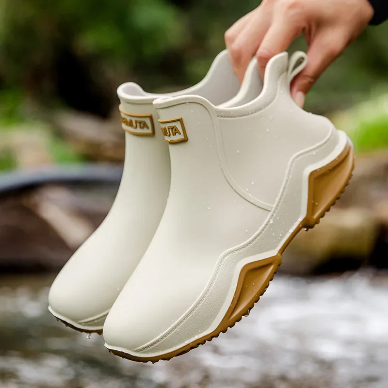 Low-cylinder Rain Shoes for Men and Women: Outdoor Fishing Waterproof Shoes, Stylish Style for Outdoor Wear, Rain Boots LadyShow.Store